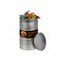 Olievat blikje, gevuld met snoep Zilver Metallic sweets