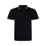 AWDis Stretch Tipped Piqué Polo Shirt, Black/Yellow, XXL, Just Polos