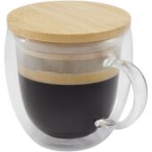 Arlo 250 ml glazen beker met bamboe deksel - Transparant