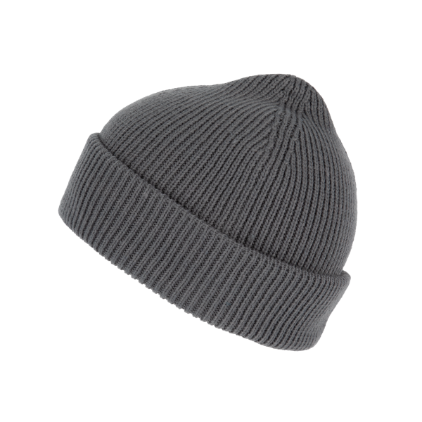 Geribde muts met dubbele omslag Cement Grey One Size Geribde muts met dubbele omslag Cement Grey One Size