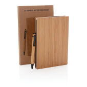 A5 Bamboe notitieboek & pen set, bruin
