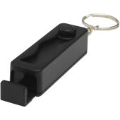 Aggia telefoonstandaard van gerecycled plastic met fidgetspeeltje - Zwart