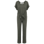 Tricot jumpsuit met korte mouwen voor dames van linnen Organic Khaki L