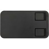 Alhena opvouwbare telefoonhouder van gerecycled plastic met metalen bureaustandaard - Zwart