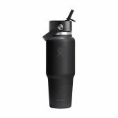 Hydro Flask Wide Mouth Travel Bottle with Flex Straw Cap 946 ml waterfles - zwart