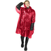 Mayan gerecyclede wegwerp regenponcho met opbergtasje - Rood