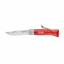 Opinel Colorama No 08 zakmes in een  riemetui - rood