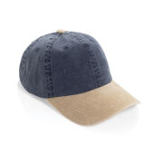 BEAU AWARE™ Washed 6 panel 270gsm cotton twill two tone cap, donkerblauw