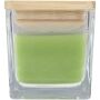 Ambra square glass candle with bamboo lid - Oasis Green