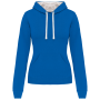 Damessweater met capuchon in contrasterende kleur Light Royal Blue / White XXL