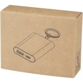 Arcturus powerbank van 2000 mAh van gerecycled aluminium met sleutelhanger - Zilver