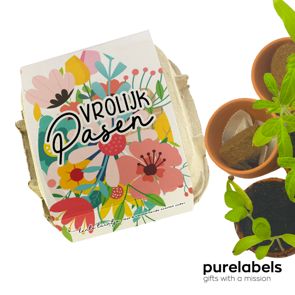 Paasgeschenk personeel | Eierdoosje met 4 tuintjes | Origineel relatiegeschenk