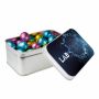 Rectangular tin filled with candy, Silver, Easter eggs Creamy small assorted