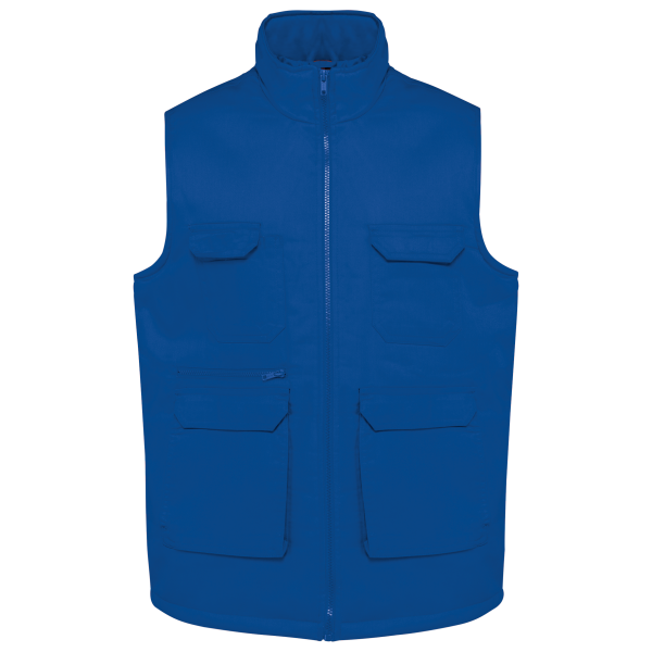 Gewatteerde uniseks bodywarmer van polykatoen multizakken Royal Blue 5XL Gewatteerde uniseks bodywarmer van polykatoen multizakken Royal Blue 5XL