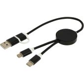 Alasia 5-in-1 30 cm datasynchronisatie- en 27 W snellaadkabel van gerecycled aluminium en plastic - Zwart