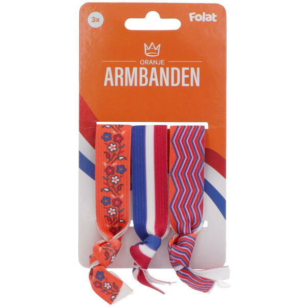Armbanden - Oranje/RoodWitBlauw - Elastiek - 3 verschillende - Armbanden - Oranje/RoodWitBlauw - Elastiek - 3 verschillende -