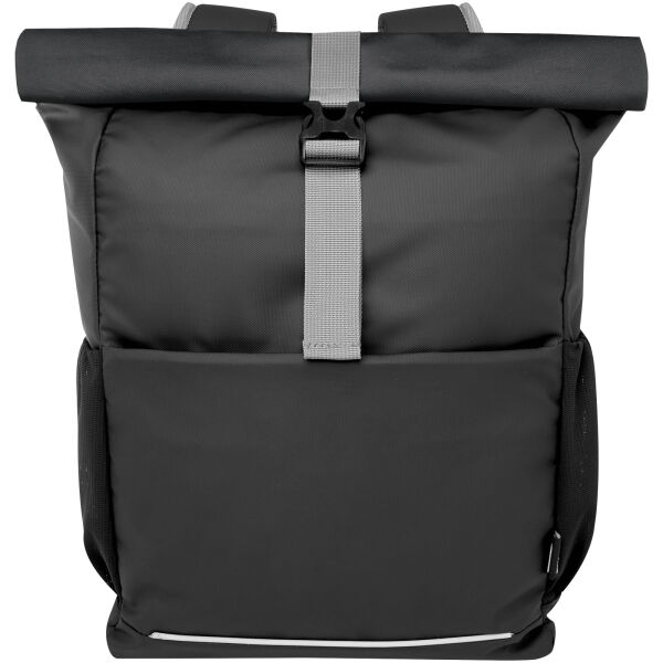 Aqua 15" GRS recycled water resistant roll-top bike bag 20L - Solid black