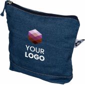 Gerecycled denim toilettas Orin blauw