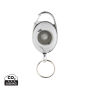 Roller clip sleutelhanger gemaakt van RCS gerecycled plastic, wit