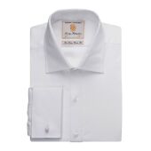 Andora Long Sleeve Herringbone Shirt, White Herringbone, 15, Brook Taverner