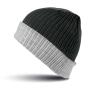 DOUBLE LAYER KNITTED HAT, BLACK/GREY, One size, RESULT