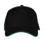 5 PANEL CAP, BLACK/KELLY GREEN, One size, BLACK&MATCH