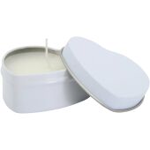 Blissful hartvormige tin met kaars met vanillearoma