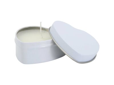 Blissful hartvormige tin met kaars met vanillearoma