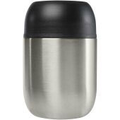 Supo 480 ml dubbelwandige lunchpot van gerecycled roestvrij staal met opvouwbare lepel - Zilver