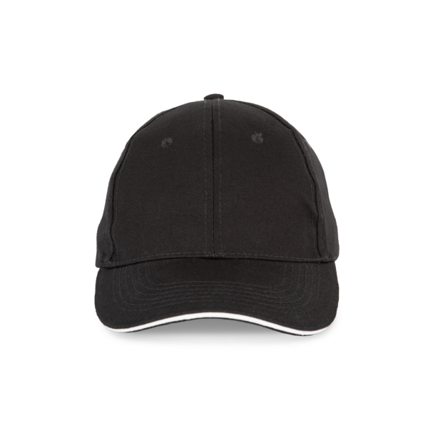 6-Panel-Kappe mit Kontrast-Sandwichschirm Black / White One Size 6-Panel-Kappe mit Kontrast-Sandwichschirm Black / White One Size