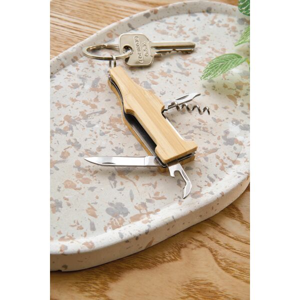 Bamboe multitool-sleutelhanger Inaya bruin Bamboe multitool-sleutelhanger Inaya bruin