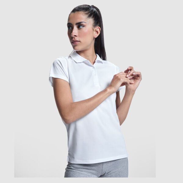 Monzha short sleeve women's sports polo - Solid black - 2XL