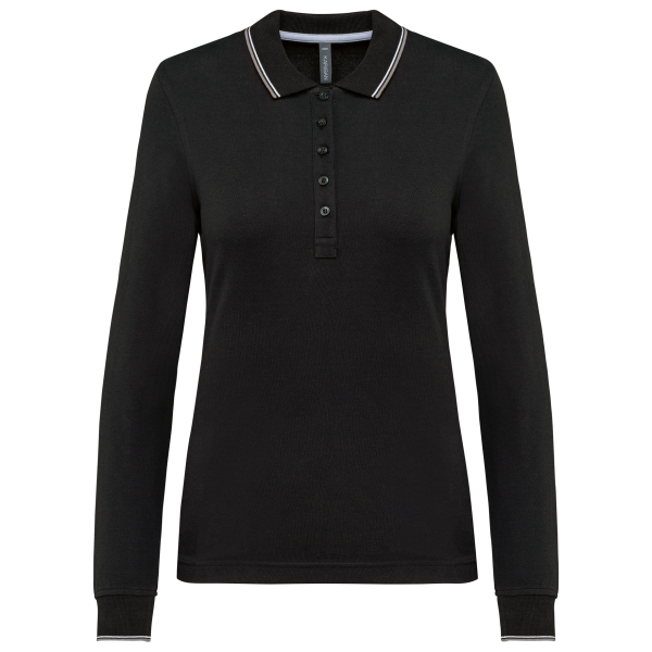 Dames polo van piquétricot met lange mouwen Dames polo van piquétricot met lange mouwen