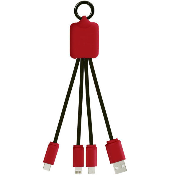 SCX.design C15 quatro oplaadkabel met oplichtend logo - Mid red/Zwart
