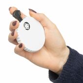 Gerecycled ABS mechanische dobbelsteen Cian wit/zwart