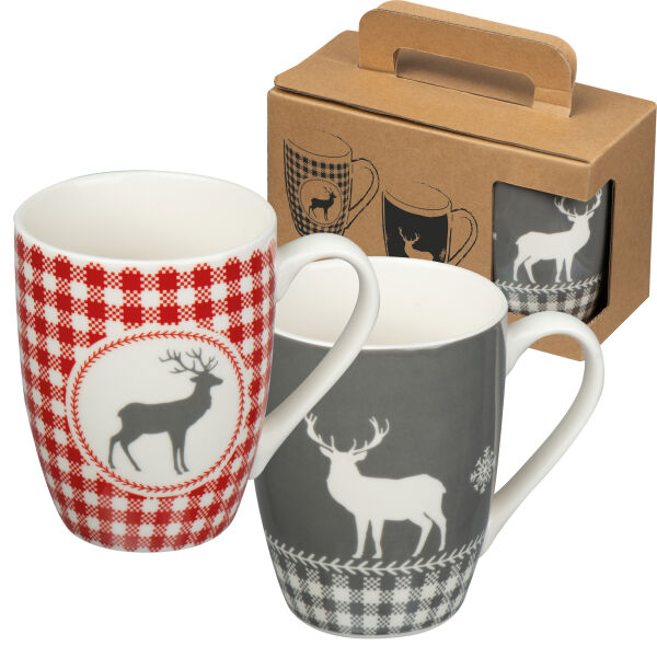Set van twee bekers met kerstmotief