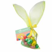 Organza Paashaas zakje groen, Groen, Paaseieren Creamy klein assorti