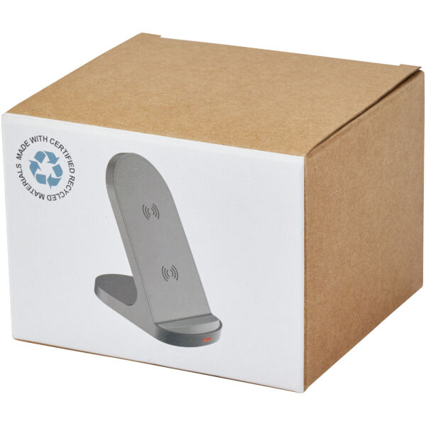 Loop draadloos dual coil laadstation van 15 W van RCS gerecycled plastic - Zwart Loop draadloos dual coil laadstation van 15 W van RCS gerecycled plastic - Zwart