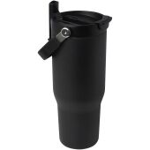 Bronx 900 ml RCS gecertificeerde, vacuüm geïsoleerde beker van gerecycled roestvrij staal en koper met deksel met dubbele fun - Zwart