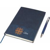 Gerecycled PU-notitieboek (A5) en balpenset Tarek zwart Gerecycled PU-notitieboek (A5) en balpenset Tarek zwart