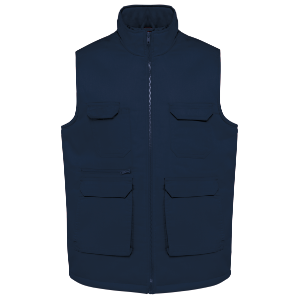 Gewatteerde uniseks bodywarmer van polykatoen multizakken Navy L Gewatteerde uniseks bodywarmer van polykatoen multizakken Navy L