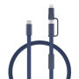 Arc RCS 60W 120 cm 2-in-1 snellaadkabel, blauw