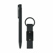 ESCRI SET - Balpen en sleutelhangerset PU - Zwart