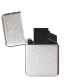 Brede Exclusive Jetflame aansteker chroom geborsteld met kap, navulbaar - zilver
