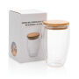 Dubbelwandig borosilicaatglas met bamboe deksel 350ml, transparant