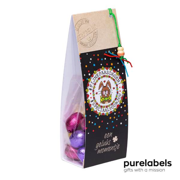 Paasgeschenk personeel | Vrolijk zakje met paaseitjes | 150g