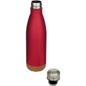 Cove 500 ml dubbelwandige vacuüm geïsoleerde roestvrijstalen waterfles met kurkdetails - Rood