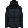 Uniseks tweekleurige gewatteerde donsjas met capuchon navy / black XXL