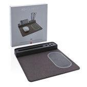 Air muismat met 5W draadloze oplader en USB, zwart