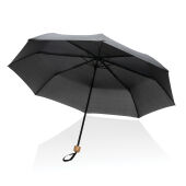 20.5" Impact AWARE™ RPET 190T pongee bamboe miniparaplu, zwart